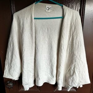 Anthropologie White Shrug Sweater with 3/4 Sleeves
